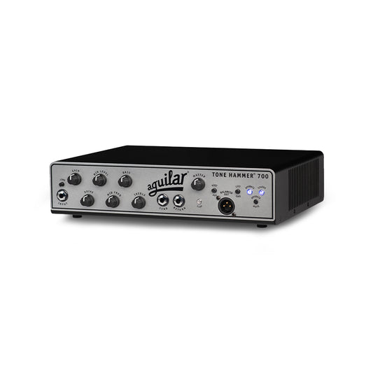 Aguilar TH700 bass amp facing left on white
