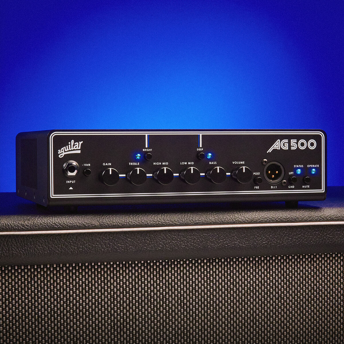 Aguilar AG500 on a blue background